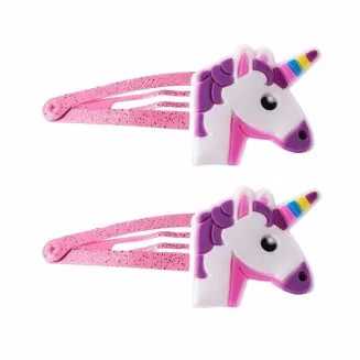 Fako Fashion - Haarspeldjes Glitter Eenhoorn / Unicorn - Roze - Haarclips Voor Meisjes - 2 Stuks - Hoofd Paars