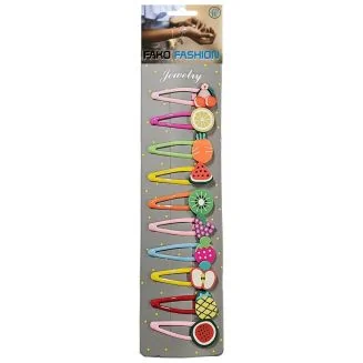 Fako Fashion - 10 Haarspeldjes Op Kaart - Haarclips Voor Meisjes - 10 Stuks - Plat Fruit
