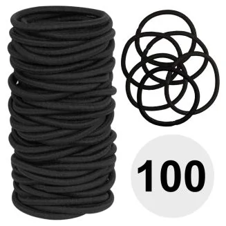 Fako Fashion - Haarelastiekjes - Ø 45mm - 4mm Dik - 100 Stuks - Zwart