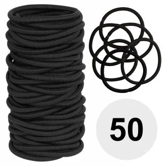 Fako Fashion - Haarelastiekjes - Ø 45mm - 4mm Dik - 50 Stuks - Zwart