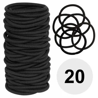 Fako Fashion - Haarelastiekjes - Ø 45mm - 4mm Dik - 20 Stuks - Zwart