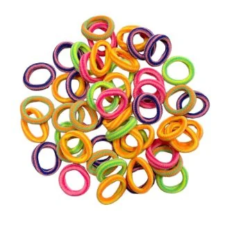 Fako Fashion - Haarelastiekjes Soft - Ø 23mm - 5mm Dik - 50 Stuks - Neon Streep Mix