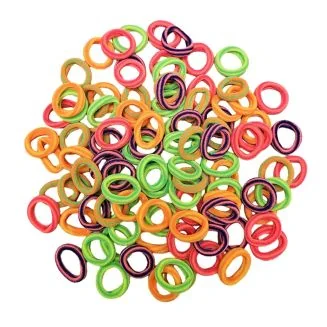 Fako Fashion - Haarelastiekjes Soft - Ø 23mm - 5mm Dik - 100 Stuks - Neon Streep Mix