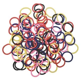 Fako Fashion - Haarelastiekjes Mini - Ø 25mm - 2mm Dik - 100 Stuks - Zwart & Kleuren Mix