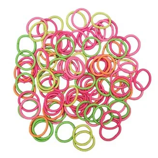 Fako Fashion - Haarelastiekjes Mini - Ø 25mm - 2mm Dik - 100 Stuks - Neon Mix