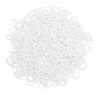 Fako Fashion - 1000x Transparante Mini Elastiekjes Wit - Meisjes - Baby - Kinderen - Haar Elastiekjes - Elastiek - Extra Sterk - Wit - 1000 Stuks