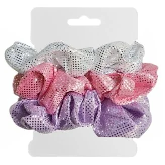 Fako Fashion - Haarelastiek - Scrunchie - Haarwokkel - Haarband - Glitter & Glamour - 3 Stuks