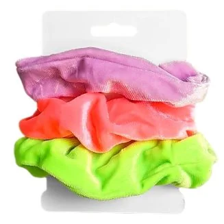 Fako Fashion - Haarelastiek - Scrunchie - Haarwokkel - Haarband - Fluffy Neon - 3 Stuks