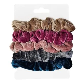 Fako Fashion - Haarelastiek - Scrunchie - Haarwokkel - Haarband - Velours - Retro - 5 Stuks
