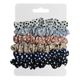 Fako Fashion - Haarelastiek - Scrunchie - Haarwokkel - Haarband - Polka Dots - 6 Stuks