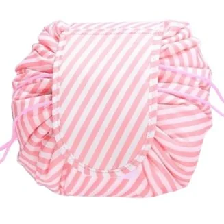 Fako Fashion - Magic Travel Pouch - Cosmetic Opberg Tas - Make-up Opbergsysteem - Make-up Toilettas - Reistas - Cosmetica Accessoires Organiser - Handige Toilettas - Streep Roze