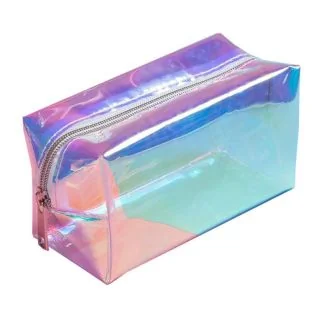Fako Fashion - Make Up Tasje Holografisch - Toilettas Regenboog - Transparant - Thermoplastic PU - 18x10x7.5cm - Waterproof - Regenboog