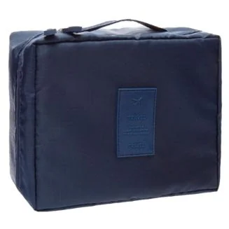 Fako Fashion - Make Up Tasje Rechthoek - Cosmetica Organizer - Toilettas - 21x16x8cm - Navy Blauw