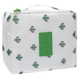 Fako Fashion - Make Up Tasje Rechthoek - Cosmetica Organizer - Toilettas - 21x16x8cm - Cactus Wit