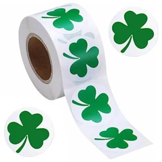 500 Stickers Op Rol - 2.5cm - Klavertje Vier - Geluk Stickers - Bedankt Stickers - Sluitsticker - Sluitzegel - 25mm