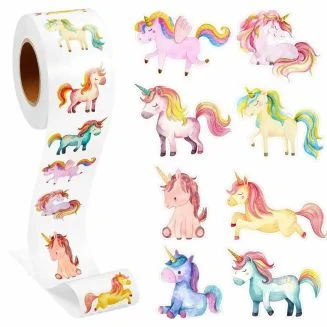 500 Stickers Op Rol - 2.5cm - Eenhoorn / Unicorn Los - Beloningsstickers - Stickers Kinderen - Sluitsticker - Sluitzegel - 25mm