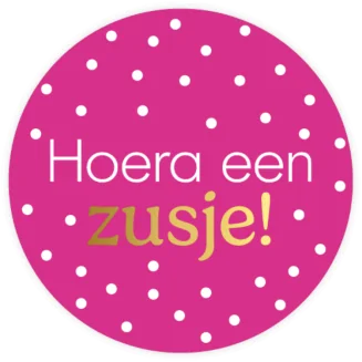 30x Sticker Hoera Een Zusje! - Roze - Sluitsticker - Sluitzegel - Feeststicker Presentje - Enveloppe - Cadeau - Gift - Cadeauzakje - Traktatie - Leuk inpakken - Sticker - 40mm - 30 Stuks