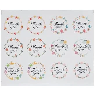 Fako Bijoux - Thank You Stickers Op Vel - 25mm - Thank You Flowers - Sluitsticker - Sluitzegel - Cadeau Sticker - Bloemen - 120 Stuks