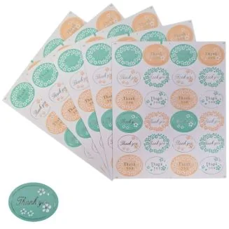 Fako Bijoux - Thank You Stickers Op Vel - 32x25mm - Thank You Ovaal Zilver - Sluitsticker - Sluitzegel - Cadeau Sticker - Bloemen - 240 Stuks