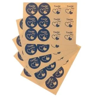 Fako Bijoux - Thank You Stickers Op Vel - 35mm - Thank You Duo - Sluitsticker - Sluitzegel - Cadeau Sticker - Dubbel Hart - Blauw - 120 Stuks