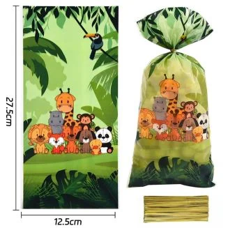 Fako Bijoux - Uitdeelzakjes Dierentuin - 12.5x27.5cm - 50 Stuks - Traktatie Zakjes Voor Uitdeelcadeautjes - Uitdeelzakjes Feestje - Verjaardag - Feestje - Zoo Mix - 50 Stuks