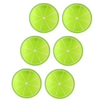 Fako Bijoux - Fruitige Siliconen Onderzetters -  Fruit Collectie - 6 Stuks - 9cm - Limoen
