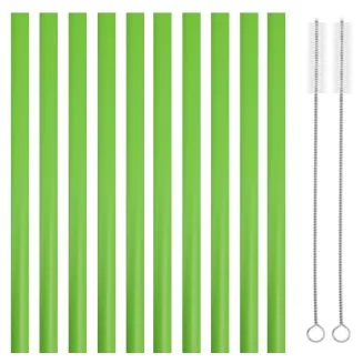 Fako Bijoux - Siliconen Rietjes XL - 10 Herbruikbare Rietjes - 25 cm - 11mm - Duurzaam en Hygiënisch - 2 Schoonmaakborstels - Groen