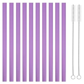 Fako Bijoux - Siliconen Rietjes XL - 10 Herbruikbare Rietjes - 25 cm - 11mm - Duurzaam en Hygiënisch - 2 Schoonmaakborstels - Paars