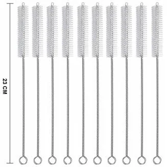 Fako Bijoux - RVS Schoonmaakborstels Voor Rietjes - 10 Stuks - 23cm - Herbruikbaar