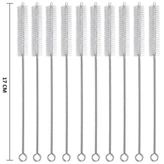 Fako Bijoux - RVS Schoonmaakborstels Voor Rietjes - 10 Stuks - 17cm - Herbruikbaar