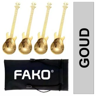 Fako Bijoux - Theelepel / Koffielepel Gitaar - Goud - 4 Stuks