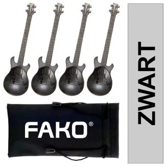 Fako Bijoux - Theelepel / Koffielepel Gitaar - Zwart - 4 Stuks