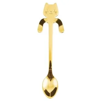 Fako Bijoux - Theelepel / Koffielepel Hangende Kat - Goudkleurig - 1 Stuk
