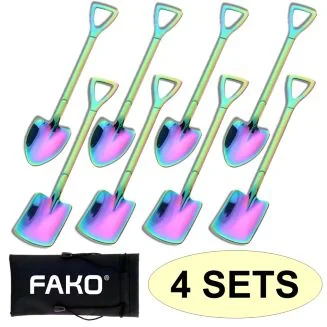 Fako Bijoux - Dessert Bestek - Schep & Schop - 8 Lepels - 15cm - Regenboog - 4 Sets
