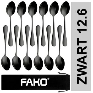 Fako Bijoux - Theelepel / Koffielepel Classic - 12cm - Zwart - 12 Stuks