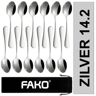 Fako Bijoux - Koffielepel XL / Dessertlepel Classic - 14cm - Zilver - 12 Stuks