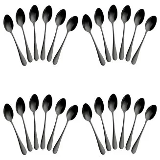 Fako Bijoux - Theelepel / Koffielepel Classic - 12cm - Zwart - 24 Stuks