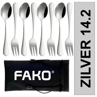 Fako Bijoux - Gebak Bestek / Dessert Bestek Classic - 14cm - Zilver - 4 Sets