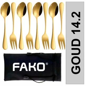 Fako Bijoux - Gebak Bestek / Dessert Bestek Classic - 14cm - Goud - 4 Sets
