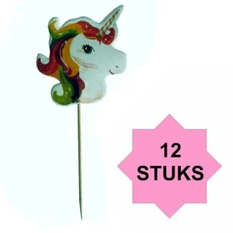 Fako Bijoux - Cocktail Prikkers - Cupcake Decoratie - Eenhoorn - Unicorn - 12 Stuks