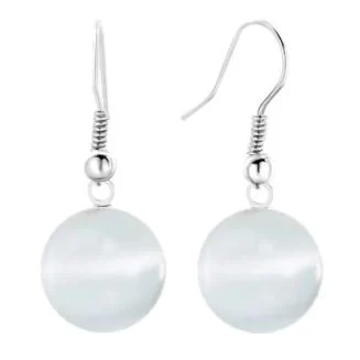 Fako Bijoux - Oorbellen - Hanger - Kattenoog - Cat's Eye - Wit