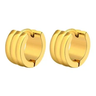 Fako Bijoux - Oorbellen - Oorringen - Stainless Steel - Triple - 7mm Breed - Goudkleurig