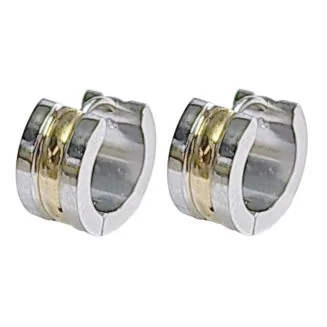 Fako Bijoux - Oorbellen - Oorringen - Stainless Steel - Trio Stripe - 7mm Breed - Zilver-/Goudkleurig