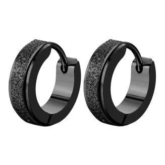 Fako Bijoux - Oorbellen - Oorringen - RVS - Staal - Glitter & Glamour - Stardust - 13mm - Zwart