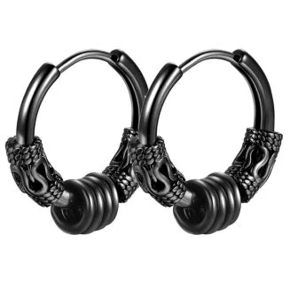 Fako Bijoux - Punk Gothic Oorringen Vintage - RVS - Monaco - 16mm – Zwart