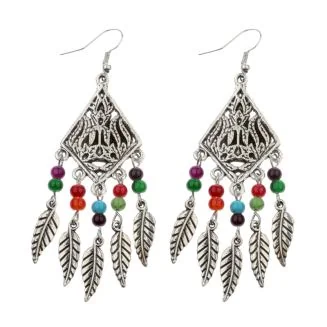 Fako Bijoux - Oorbellen - Ruit Met Veertjes - Multicolour