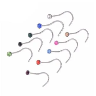 Fako Bijoux - Neuspiercing - Bocht Kristal - Gekleurd - 10 Stuks