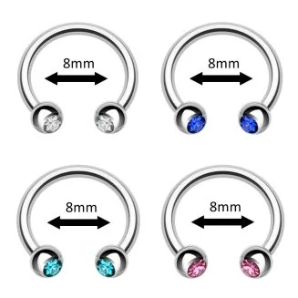 Fako Bijoux - Circular Barbell Piercing - Hoefijzer Kristal Duo - 8mm - Set - 4 Stuks