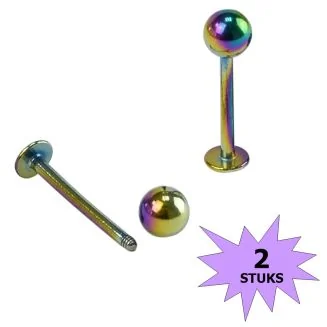 Fako Bijoux - Labret Piercing - 4mm - Multicolour - 2 Stuks