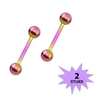 Fako Bijoux - Barbell Piercing - 12mm - Multicolour - 2 Stuks